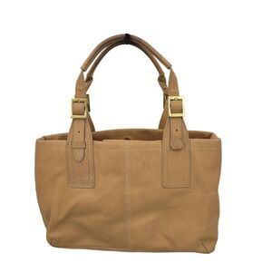 Stone Mountain Tan Genuine Leather Double Top Handle Handbag Buckle Neutral Boho